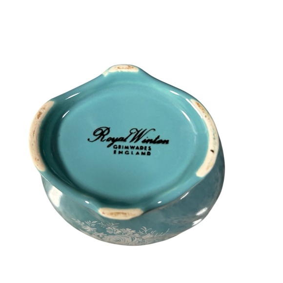 Royal Winton Tiffany Blue Floral Sugar Dish with Gold Accents - Picture 3 of 3